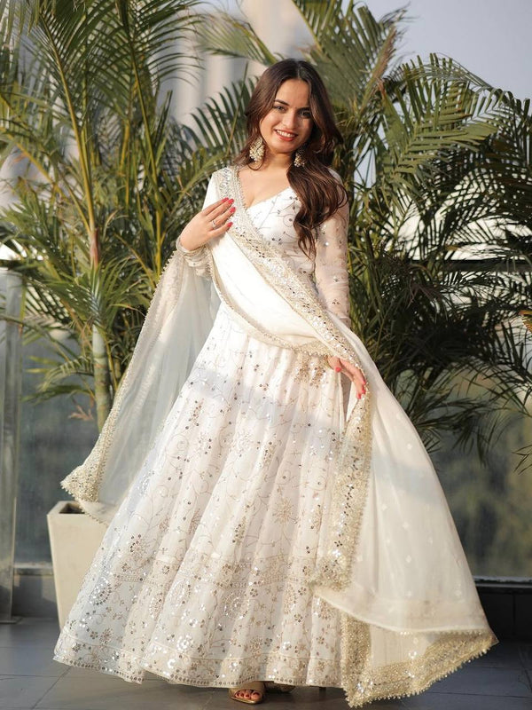 Heavy Fuax Georgette With Fully Flair Anarkali Gown