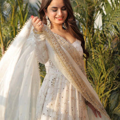Heavy Fuax Georgette With Fully Flair Anarkali Gown