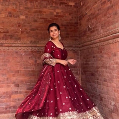 heavy fendy silk With Sequence And Embroidery Work Anarkali Suit