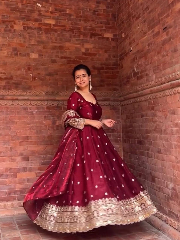 heavy fendy silk With Sequence And Embroidery Work Anarkali Suit