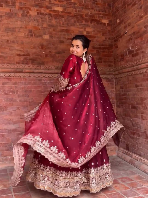 heavy fendy silk With Sequence And Embroidery Work Anarkali Suit