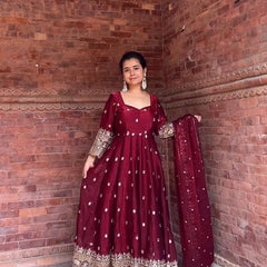 heavy fendy silk With Sequence And Embroidery Work Anarkali Suit
