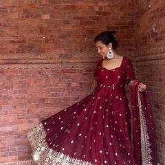 heavy fendy silk With Sequence And Embroidery Work Anarkali Suit