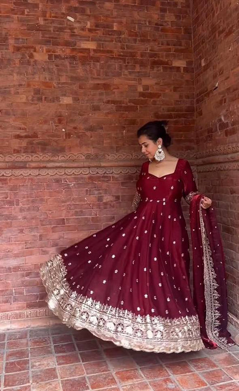 heavy fendy silk With Sequence And Embroidery Work Anarkali Suit
