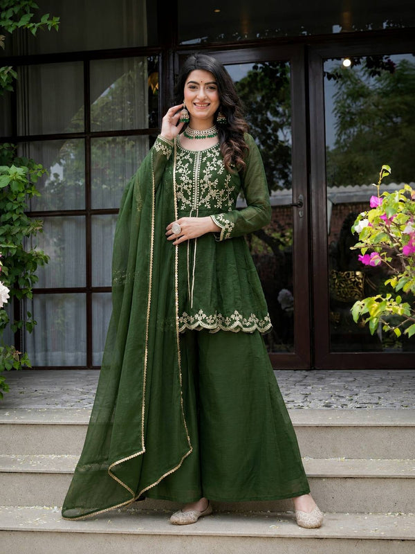 Heavy Crunchy Silk Palazzo Suit Set