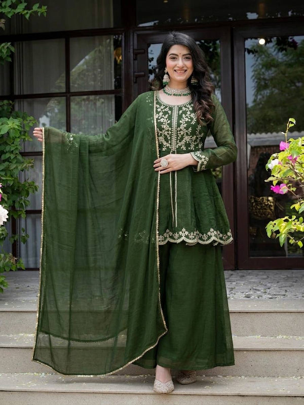 Heavy Crunchy Silk Palazzo Suit Set