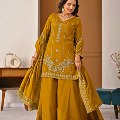 Heavy NC Vichitra Material With Beads Hand Work Sharara Palazzo Suit Set