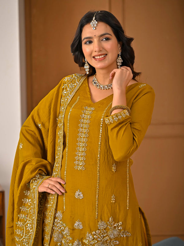 Heavy NC Vichitra Material With Beads Hand Work Sharara Palazzo Suit Set