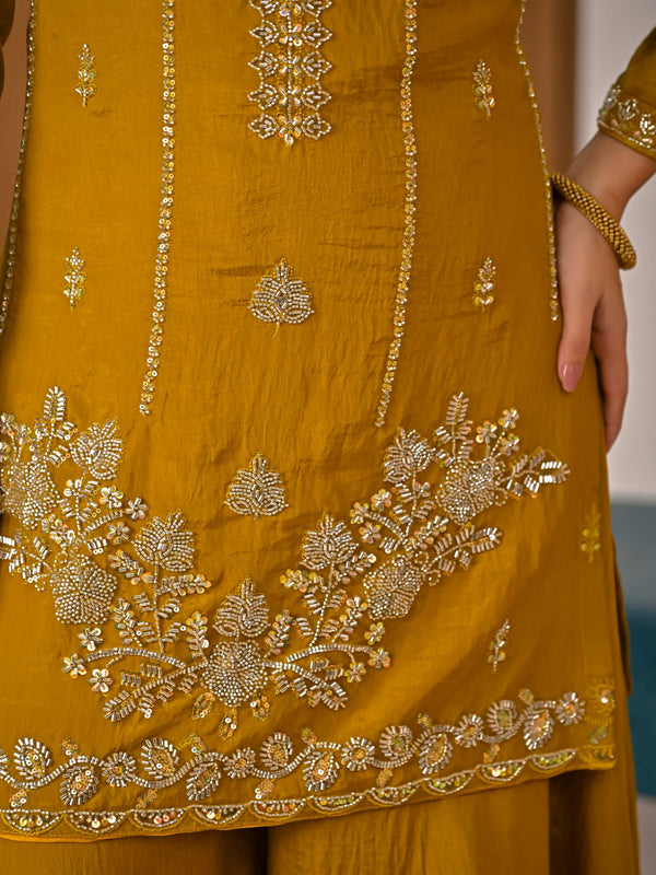 Heavy NC Vichitra Material With Beads Hand Work Sharara Palazzo Suit Set