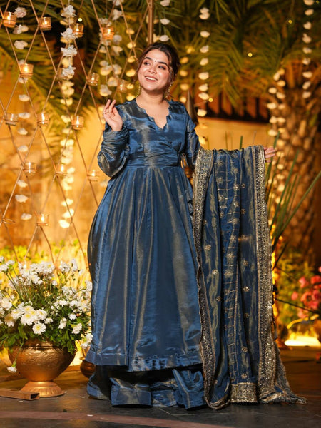 Heavy NC Vichitra Silk Anarkali Suit