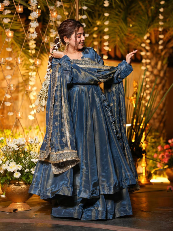Heavy NC Vichitra Silk Anarkali Suit