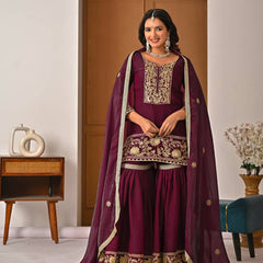 Heavy Fendy Silk Sharara Palazzo Suit Set
