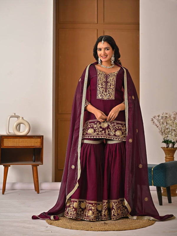 Heavy Fendy Silk Sharara Palazzo Suit Set