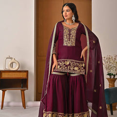 Heavy Fendy Silk Sharara Palazzo Suit Set