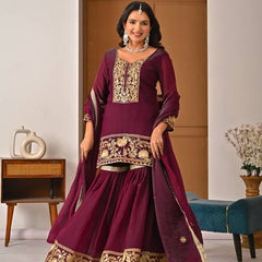 Heavy Fendy Silk Sharara Palazzo Suit Set