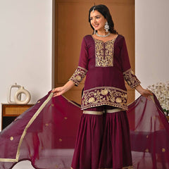 Heavy Fendy Silk Sharara Palazzo Suit Set