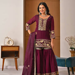 Heavy Fendy Silk Sharara Palazzo Suit Set