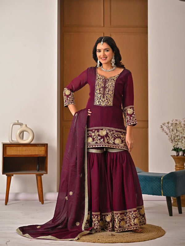 Heavy Fendy Silk Sharara Palazzo Suit Set