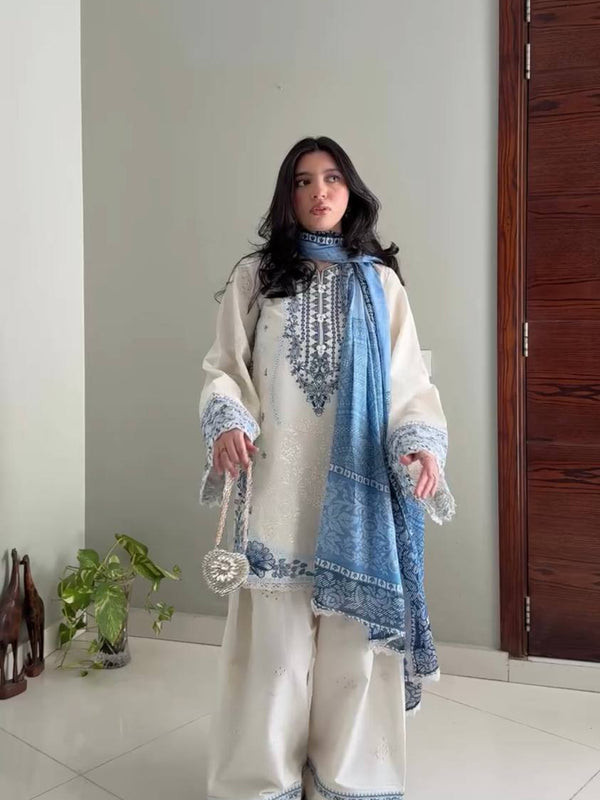 Pure Satin Rayon With Embroidery Work, Fancy GPU Lace Border, And Fancy Belly Sleeves Palazzo Suit Set