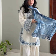 Pure Satin Rayon With Embroidery Work, Fancy GPU Lace Border, And Fancy Belly Sleeves Palazzo Suit Set