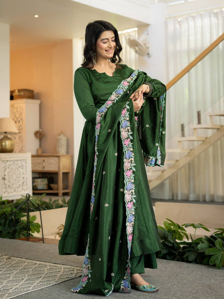 Heavy NC Vichitra Silk Anarkali Suit