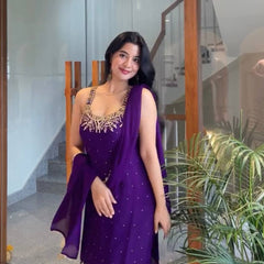 Heavy Faux Georgette Palazzo Suit Set