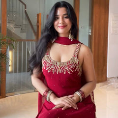 Heavy Faux Georgette Palazzo Suit Set