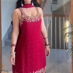Heavy Faux Georgette Palazzo Suit Set