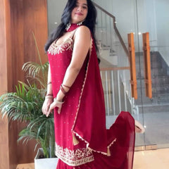 Heavy Faux Georgette Palazzo Suit Set