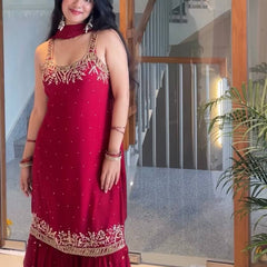 Heavy Faux Georgette Palazzo Suit Set