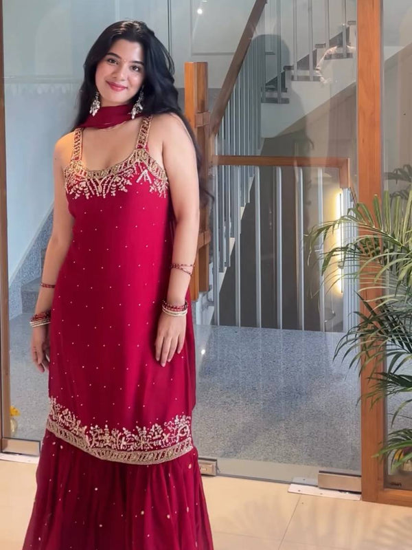 Heavy Faux Georgette Palazzo Suit Set
