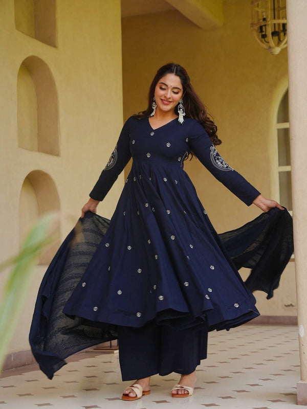 Heavy Roman Silk With Heavy Embroidery Work Anarkali Suit