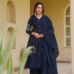 Heavy Roman Silk With Heavy Embroidery Work Anarkali Suit