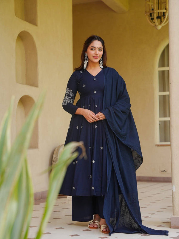 Heavy Roman Silk With Heavy Embroidery Work Anarkali Suit