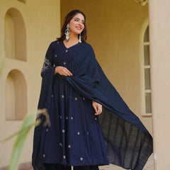 Heavy Roman Silk With Heavy Embroidery Work Anarkali Suit