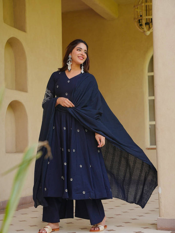 Heavy Roman Silk With Heavy Embroidery Work Anarkali Suit