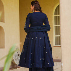 Heavy Roman Silk With Heavy Embroidery Work Anarkali Suit