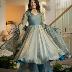 Heavy Fandy Silk With Sequence And Embroidery Work Anarkali Suit