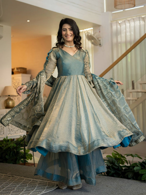 Heavy Fandy Silk With Sequence And Embroidery Work Anarkali Suit