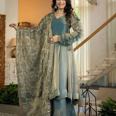 Heavy Fandy Silk With Sequence And Embroidery Work Anarkali Suit