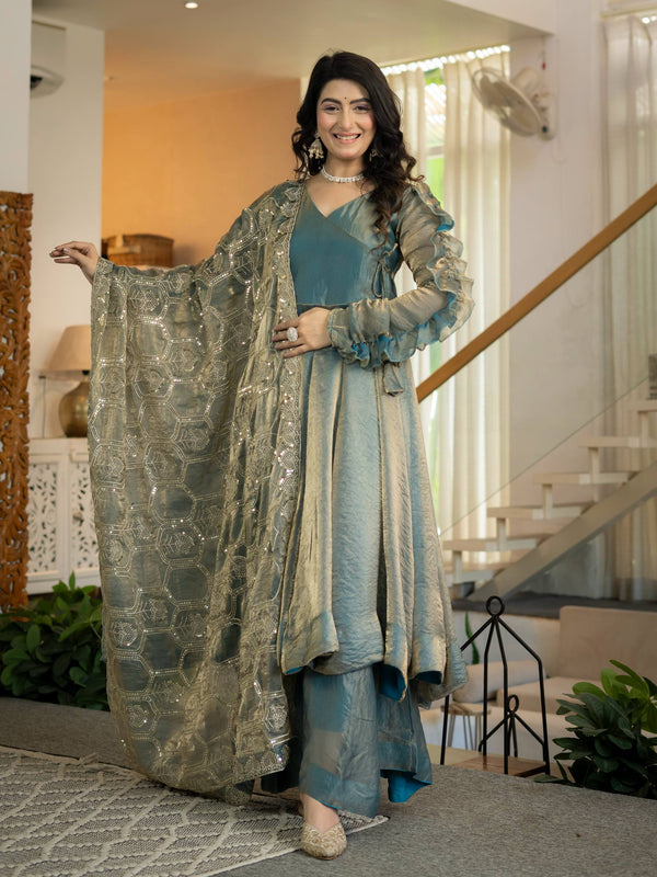 Heavy Fandy Silk With Sequence And Embroidery Work Anarkali Suit