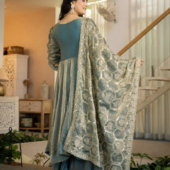Heavy Fandy Silk With Sequence And Embroidery Work Anarkali Suit