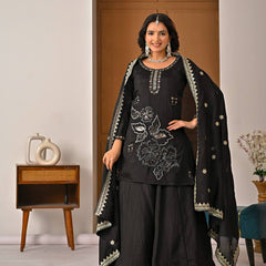 Heavy Vichitra Silk Sharara Palazzo Suit Set