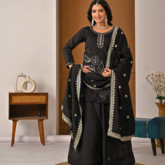 Heavy Vichitra Silk Sharara Palazzo Suit Set