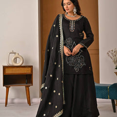 Heavy Vichitra Silk Sharara Palazzo Suit Set