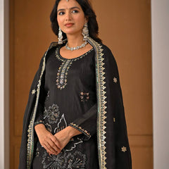 Heavy Vichitra Silk Sharara Palazzo Suit Set