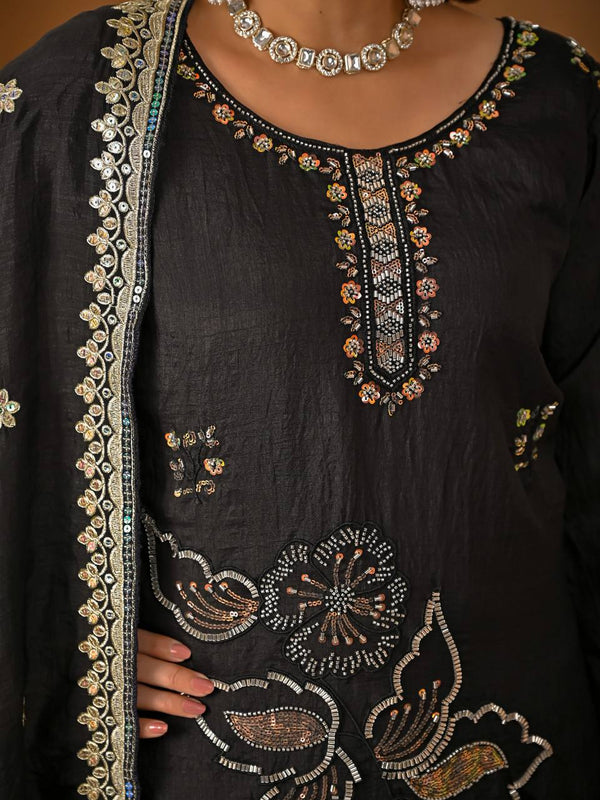 Heavy Vichitra Silk Sharara Palazzo Suit Set