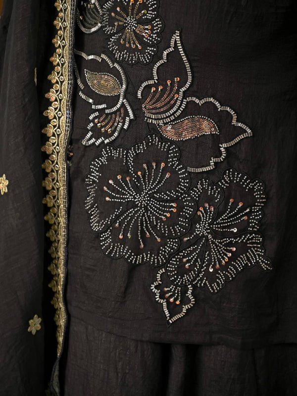 Heavy Vichitra Silk Sharara Palazzo Suit Set