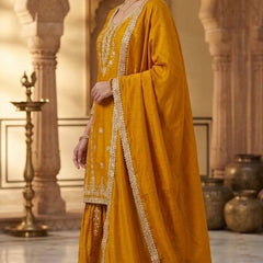Pure Heavy Chinnon Silk Sharara Palazzo Suit Set