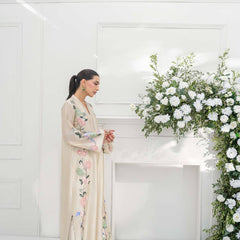 Pure Roman Glass With Embroidery Sequence Work And Fancy Belly Sleeves Kaftan Suit Set